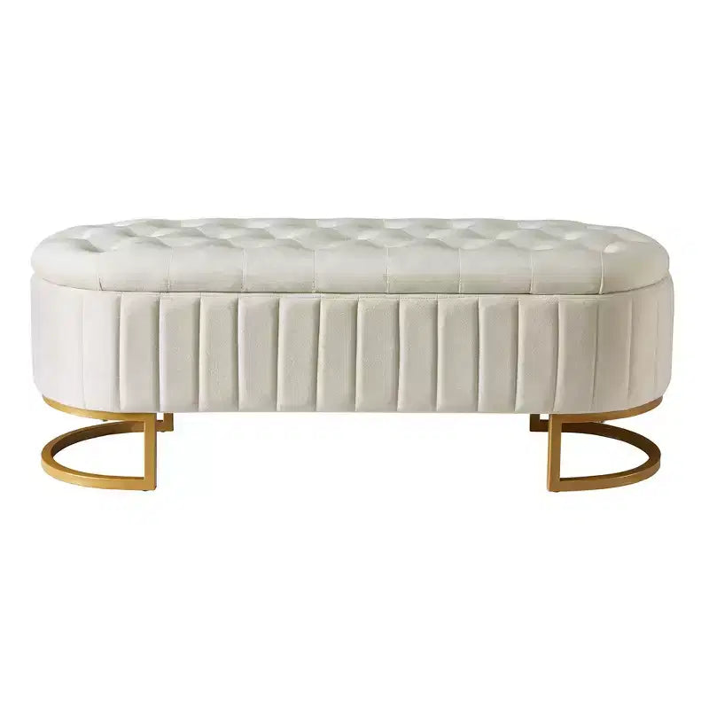 TUYOHW 47 Chic End of Bed Storage Ottoman Bench,Exquisite Velvet Bench with Gold Metal Legs,Accent Ottoman for Living Room,400lbs Capacity