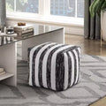 TUYOHW 16H Square Pouf Chic Jacquard Ottoman for Living Room,Footrest Stool Non-Slip Bean Bag Chair,300lbs Capacity,Zebra Stripes