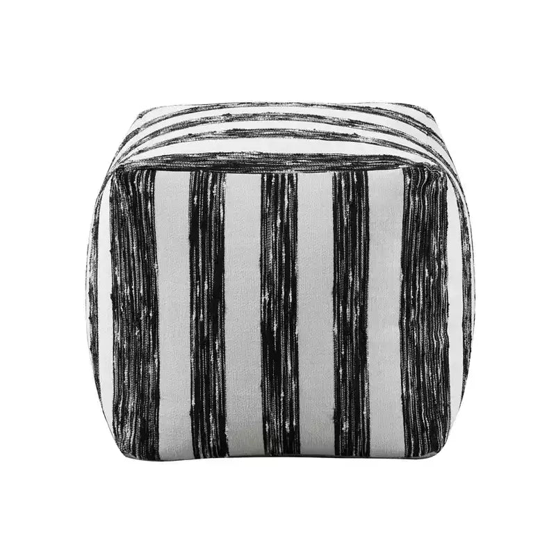 TUYOHW 16H Square Pouf Chic Jacquard Ottoman for Living Room,Footrest Stool Non-Slip Bean Bag Chair,300lbs Capacity,Zebra Stripes