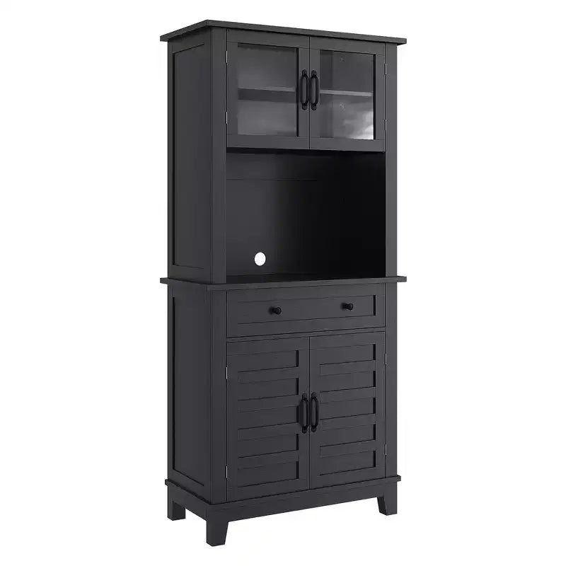 COZONY 72 Tall Kitchen Pantry Cabinet with Glass Doors & Drawer, Adjustable Shelves, Modern Bar & Storage Cabinet for Dining & Living Room