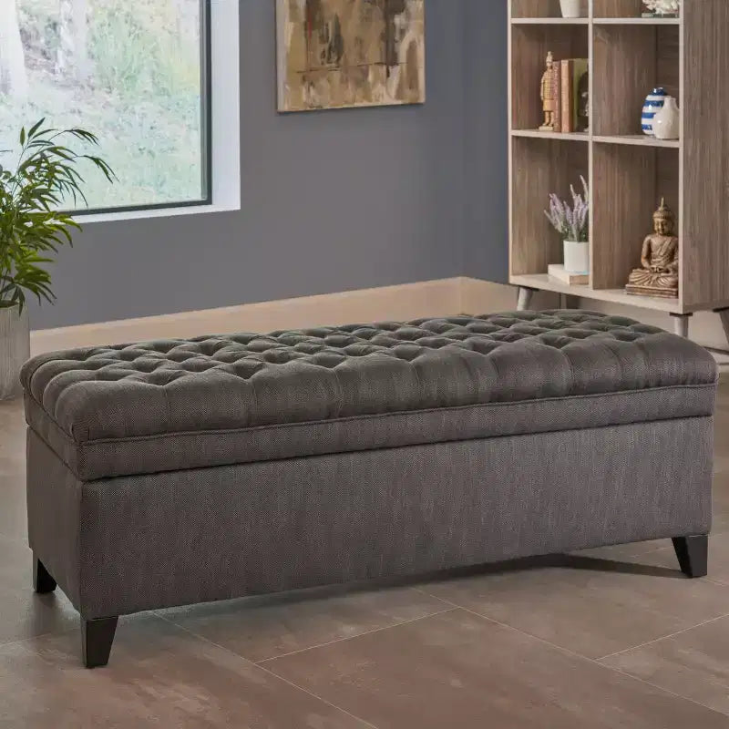 Okak Elegent Entryway Bench with Large Storage Capacity, Storage Ottoman with Padding Seat, End Of Bed Bench for Living Room