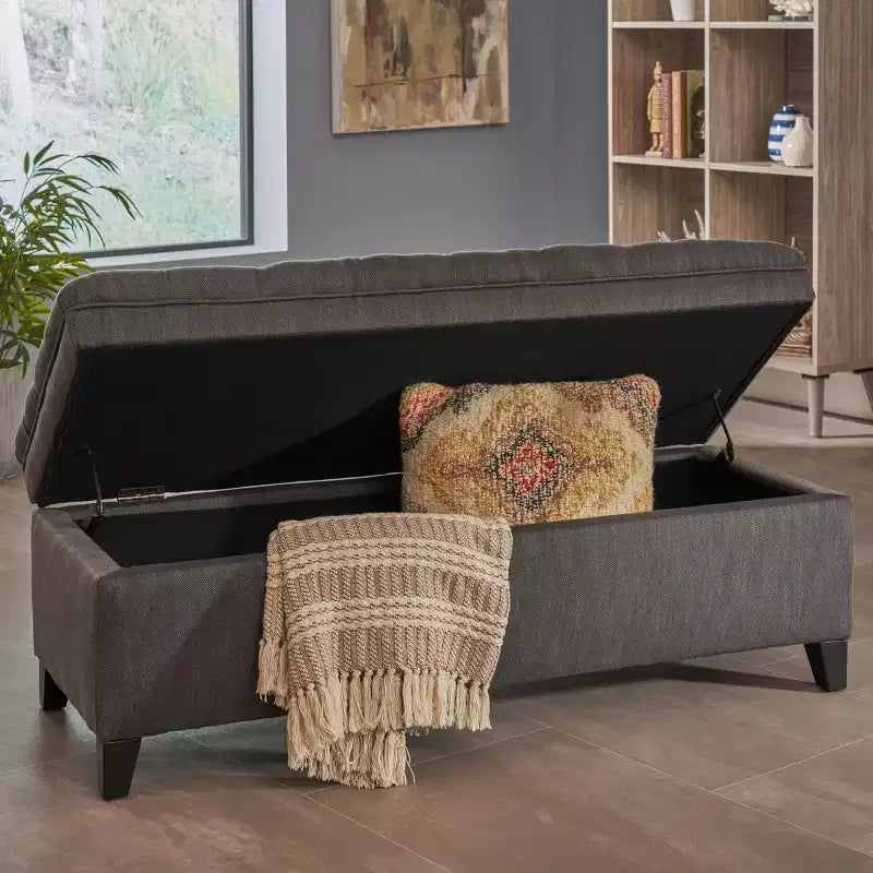 Okak Elegent Entryway Bench with Large Storage Capacity, Storage Ottoman with Padding Seat, End Of Bed Bench for Living Room