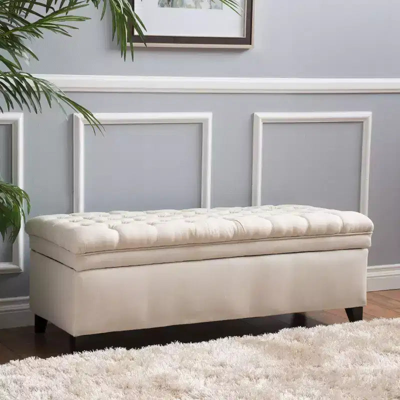 Okak Elegent Entryway Bench with Large Storage Capacity, Storage Ottoman with Padding Seat, End Of Bed Bench for Living Room