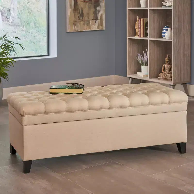 Okak Elegent Entryway Bench with Large Storage Capacity, Storage Ottoman with Padding Seat, End Of Bed Bench for Living Room
