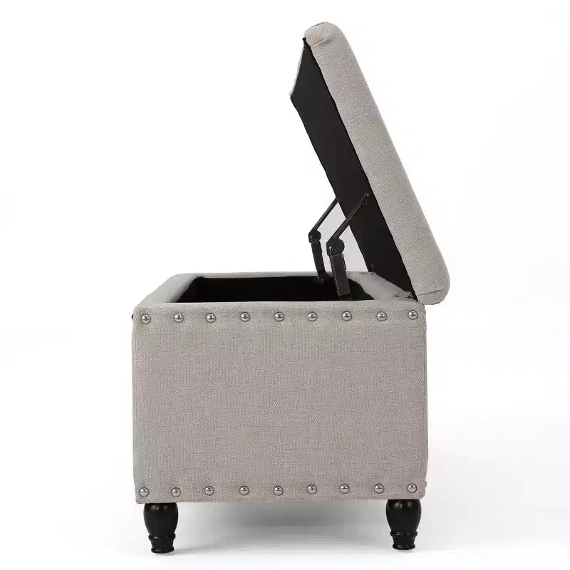 Okak Modern Storage Ottoman with Nail Trims Decorated, Bench with Ample Storage, End Of Bed Bench for Bedroom, Living Room