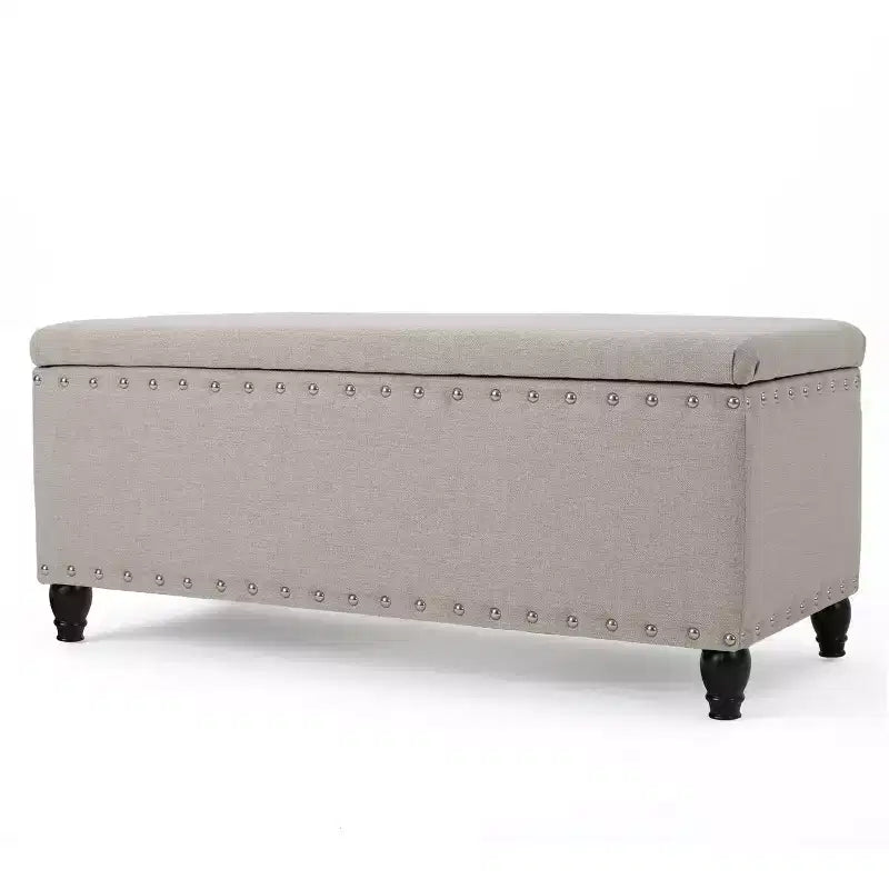 Okak Modern Storage Ottoman with Nail Trims Decorated, Bench with Ample Storage, End Of Bed Bench for Bedroom, Living Room