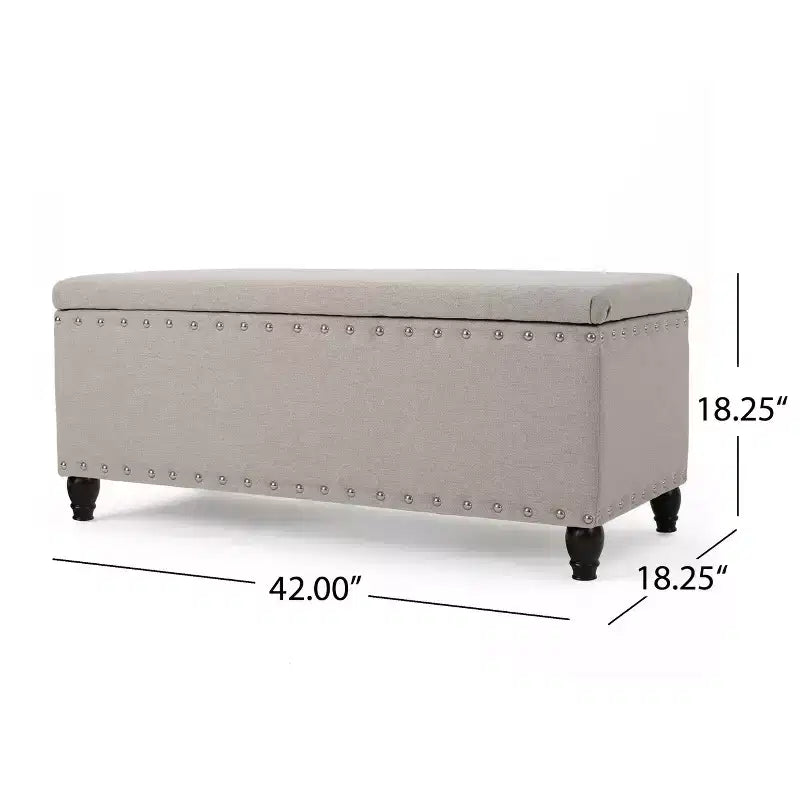 Okak Modern Storage Ottoman with Nail Trims Decorated, Bench with Ample Storage, End Of Bed Bench for Bedroom, Living Room