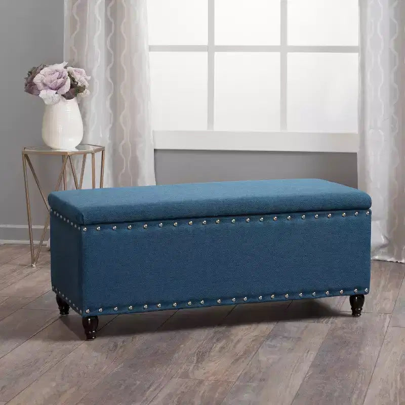 Okak Modern Storage Ottoman with Nail Trims Decorated, Bench with Ample Storage, End Of Bed Bench for Bedroom, Living Room