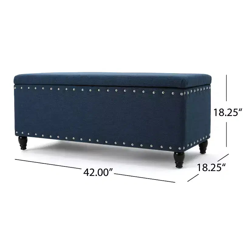 Okak Modern Storage Ottoman with Nail Trims Decorated, Bench with Ample Storage, End Of Bed Bench for Bedroom, Living Room
