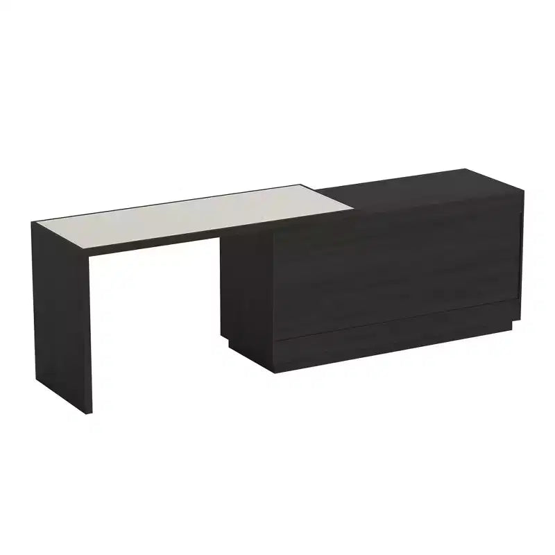 Luck Live Modern Extendable Rotating L-Shaped Vanity Table with 6 Drawers, Reversible Makeup Vanity for Bedroom