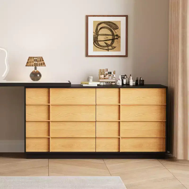 Luck Live Modern Extendable Rotating L-Shaped Vanity Table with 6 Drawers, Reversible Makeup Vanity for Bedroom