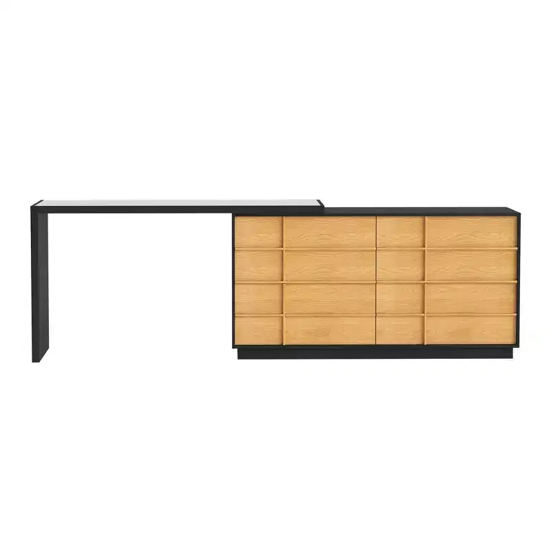 Luck Live Modern Extendable Rotating L-Shaped Vanity Table with 6 Drawers, Reversible Makeup Vanity for Bedroom