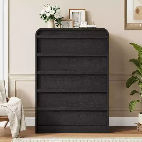 45 Arched White 5-Drawer Dresser, Curved Wood Chest for Bedroom, Living Room and Nursery