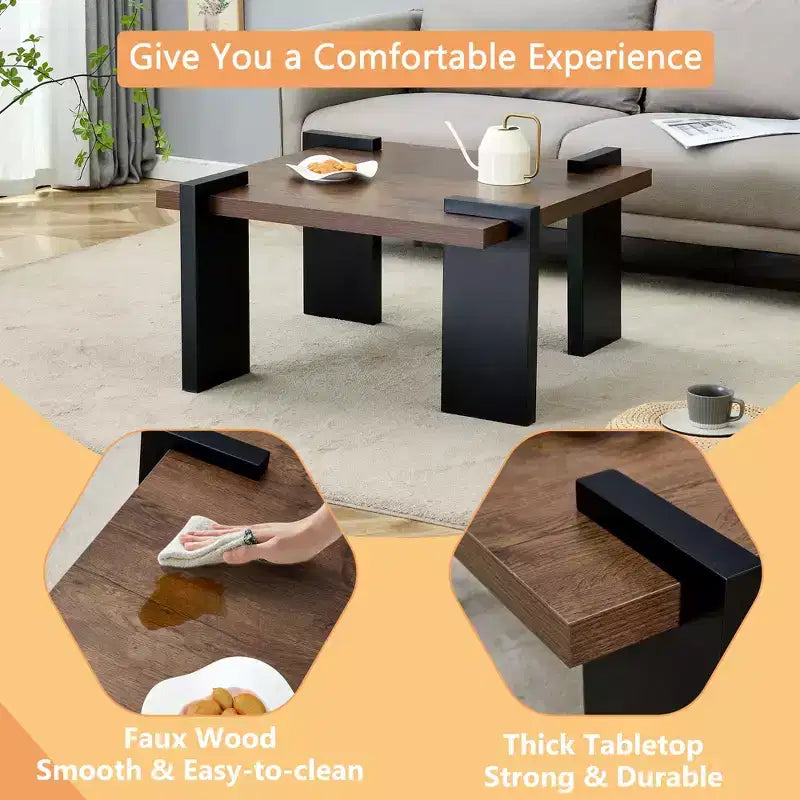 MAYEERTY Modern Coffee Table with Tenon-Mortise Structure for Small Living Room, Apartment