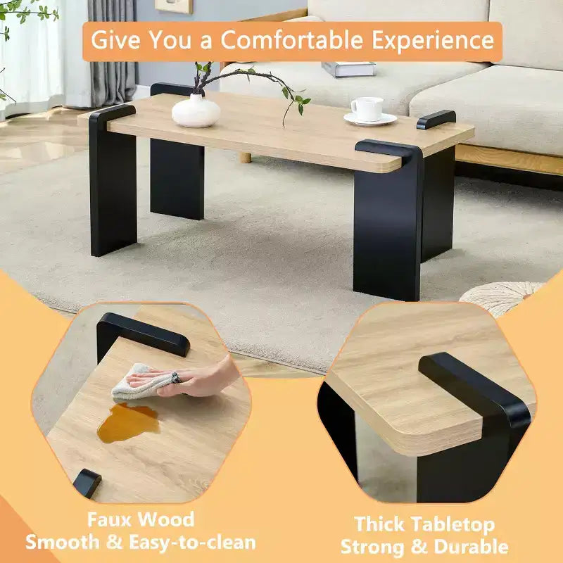 MAYEERTY Modern Coffee Table with Tenon-Mortise Structure for Small Living Room, Apartment
