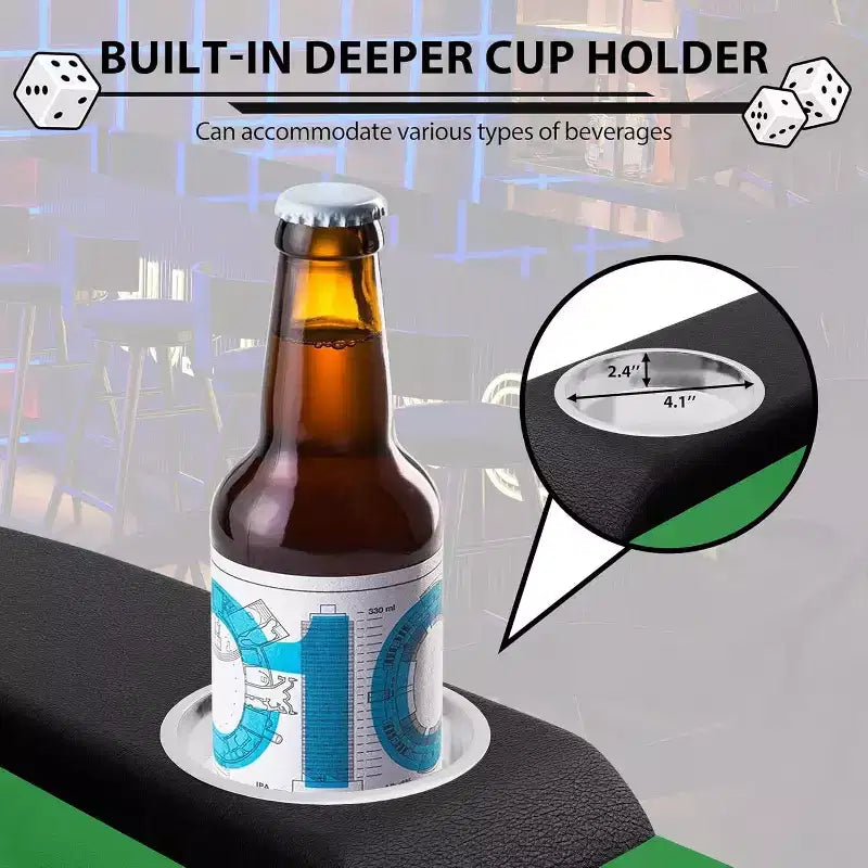 9 Player Foldable Poker Table, Card Board Game Table with Stainless Steel Cup Holders, Casino Grade Felt, Portable Oval Poker Tables