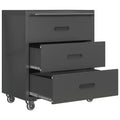 VIYET 35H 3-Drawer Heavy-Duty Steel Storage Cabinet with Lockable Wheels, 200LBS Capacity for Garage/Office/Home Organizer (Black)