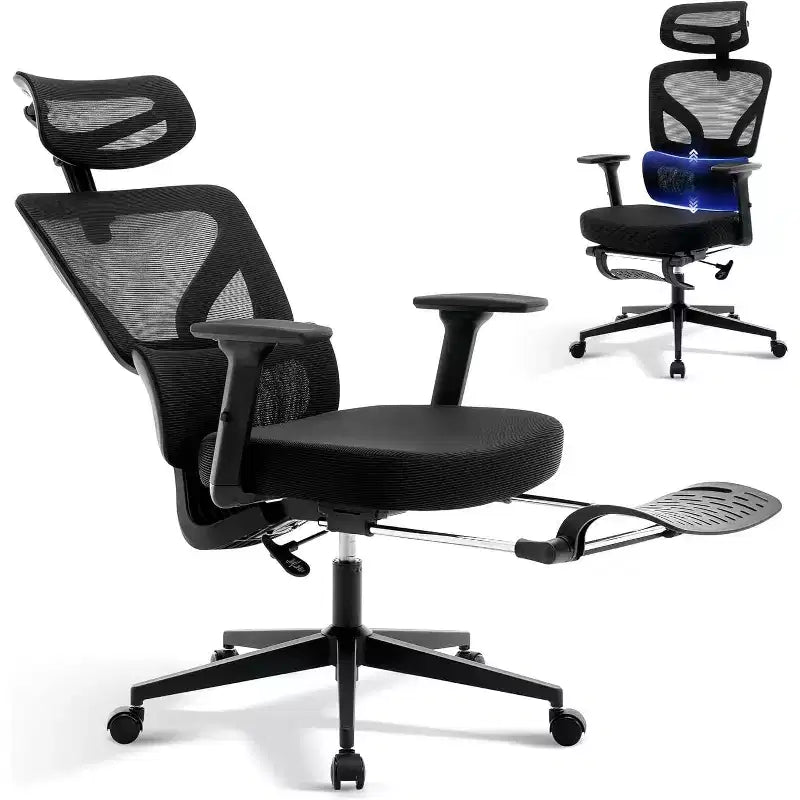 High-Back Ergonomic Mesh Office Chair, Adjustable Lumbar & Headrest, 3D Armrests, 360 Swivel Rolling Desk Chair, Comfortable Computer Chair