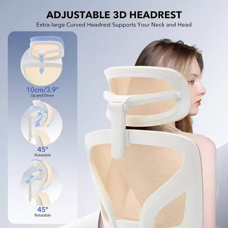 High-Back Ergonomic Mesh Office Chair, Adjustable Lumbar & Headrest, 3D Armrests, 360 Swivel Rolling Desk Chair, Comfortable Computer Chair