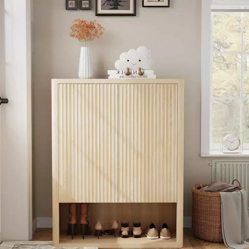 COZONY Multi-Tier Shoe Cabinet w/ Adjustable Shelves & Fluted Doors for Entryway and Hallway