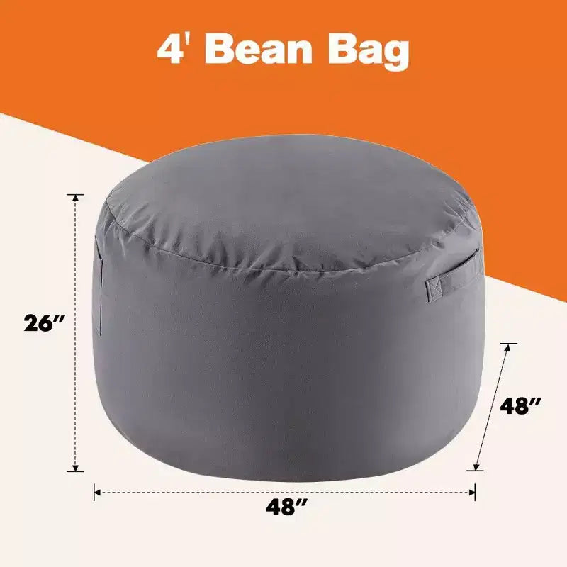 Okak Bean Bag Chair with Removable Washable Cover,Side Pocket & Carry Handle,Oversized Lounger Beanbag Chair,Easy Clean Design