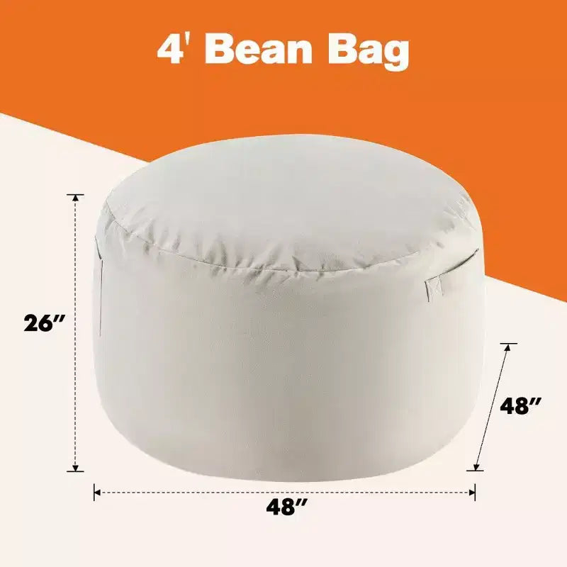 Okak Bean Bag Chair with Removable Washable Cover,Side Pocket & Carry Handle,Oversized Lounger Beanbag Chair,Easy Clean Design
