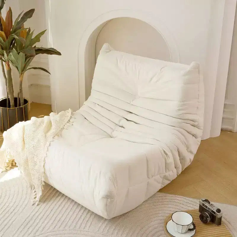 Okak No Assembly Bean Bag Chair for Adults, Large Foam Lounger for Living Room, Gaming & Home - Sofa in a Box,Off-White