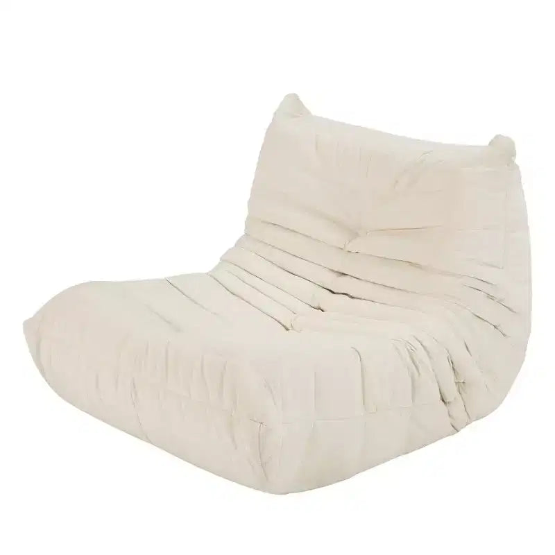 Okak No Assembly Bean Bag Chair for Adults, Large Foam Lounger for Living Room, Gaming & Home - Sofa in a Box,Off-White