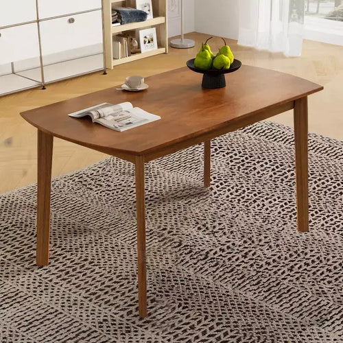47 Mid-Century Modern Dining Table with Solid Rubber Wood Legs, Rectangular Kitchen Table for 4, Minimalist Dining Room Table-Panipeachy