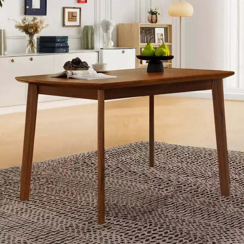 47 Mid-Century Modern Dining Table with Solid Rubber Wood Legs, Rectangular Kitchen Table for 4, Minimalist Dining Room Table-Panipeachy