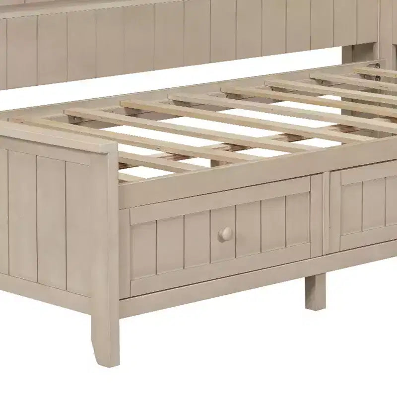 GDFStudio Simmons Wood Daybed with Storage Shelves and 3 Drawers