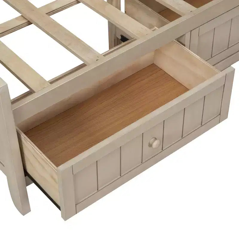 GDFStudio Simmons Wood Daybed with Storage Shelves and 3 Drawers