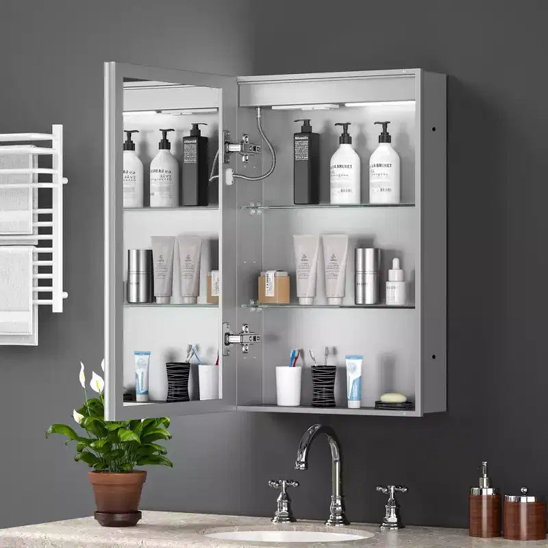 GDFStudio Tsubasa 20 Modern Metal Medicine Cabinet with Mirror, LED Lights and 3 Color Temperatures