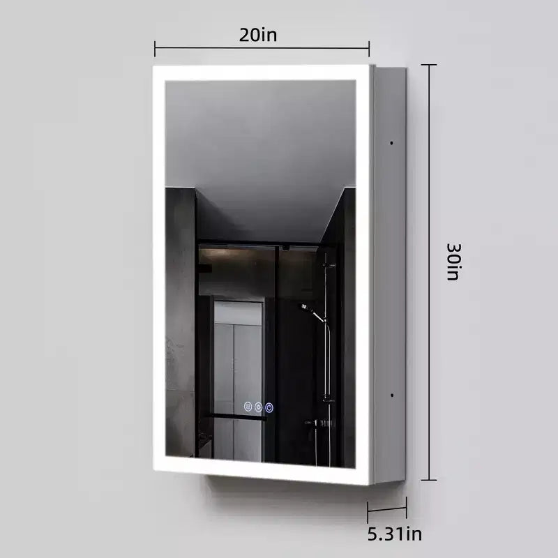 GDFStudio Tsubasa 20 Modern Metal Medicine Cabinet with Mirror, LED Lights and 3 Color Temperatures