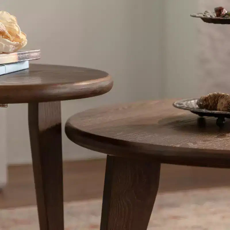 Maxax 31.4 Round Wooden Coffee Table, 3-Tapered Leg Mid-Century Coffee Table for Boho/Farmhouse/Modern Spaces