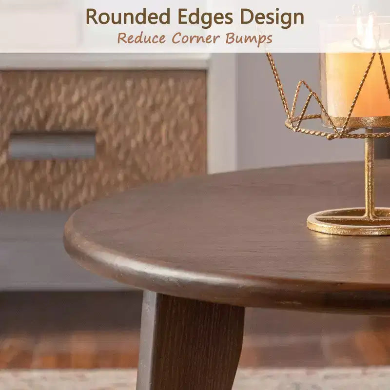Maxax 31.4 Round Wooden Coffee Table, 3-Tapered Leg Mid-Century Coffee Table for Boho/Farmhouse/Modern Spaces
