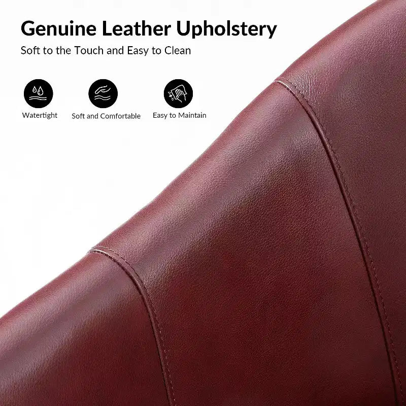 Pocono Transitional Genuine Leather Swivel Barrel Chair With Solid Wood BaseArtful Living Design