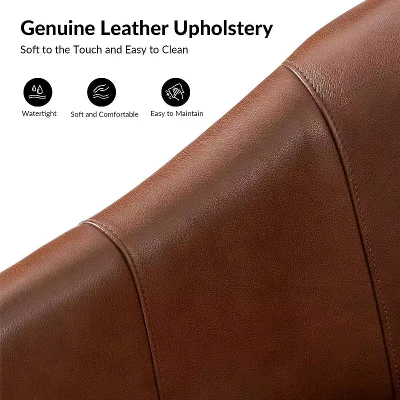 Pocono Transitional Genuine Leather Swivel Barrel Chair With Solid Wood BaseArtful Living Design