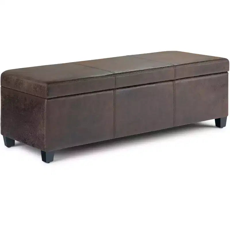 Okak Banc de rangement de 122 cm de large avec siège rembourré, bout de lit avec grand espace de rangement, repose-pieds ottoman pour salon.