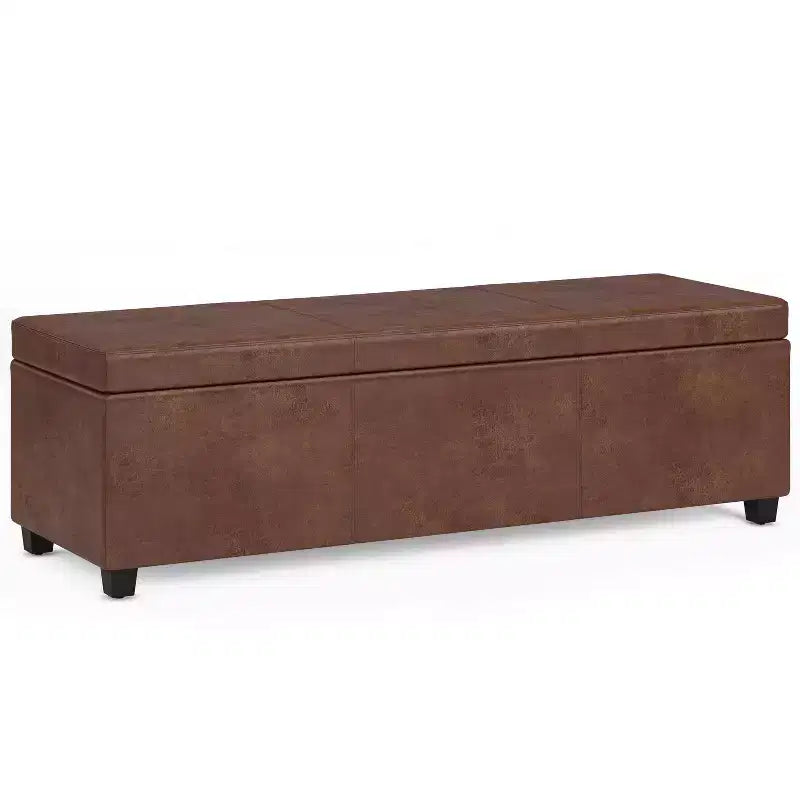 Okak Banc de rangement de 122 cm de large avec siège rembourré, bout de lit avec grand espace de rangement, repose-pieds ottoman pour salon.