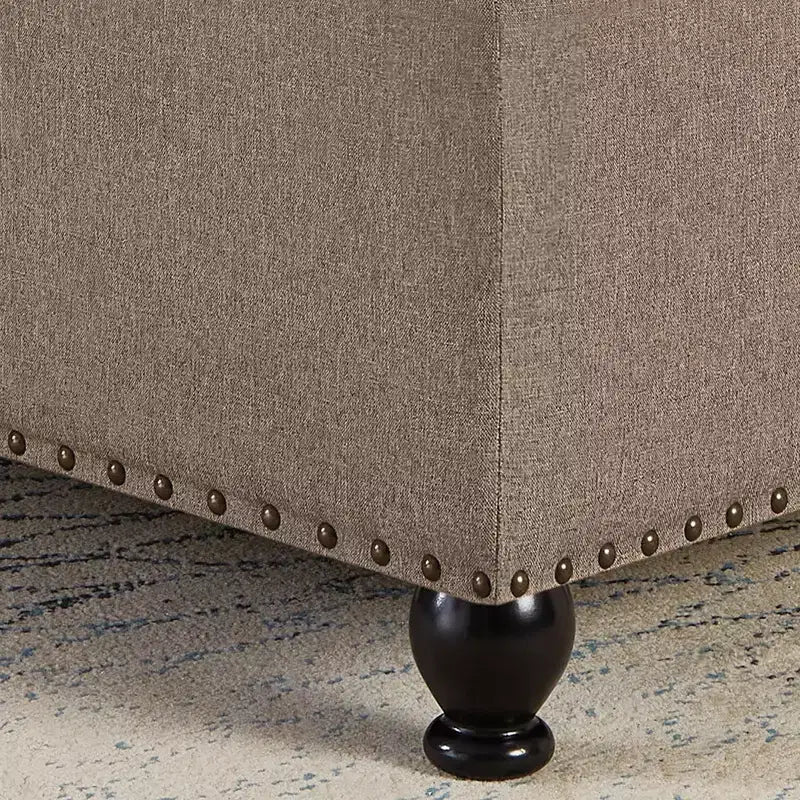 TUYOHW 30 Square Storage Ottoman with Button Tufted & Nail Trims Upholstered Foot Stool with Wooden Legs for Living Room, Bedroom, Entryway