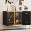 Modern Buffet Cabinet with Storage, Fluted Sideboard Cabinet with Drawers & Glass Doors for Entryway, Living Room, Kitchen