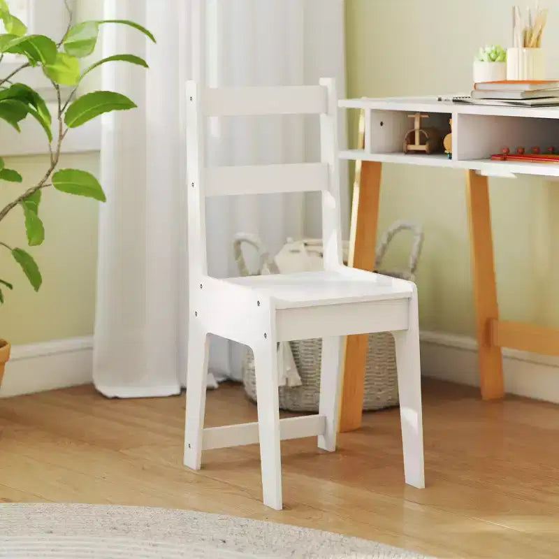 Kids Desk and Chair Set with Storage for Bedroom Study Ages 3-12 White