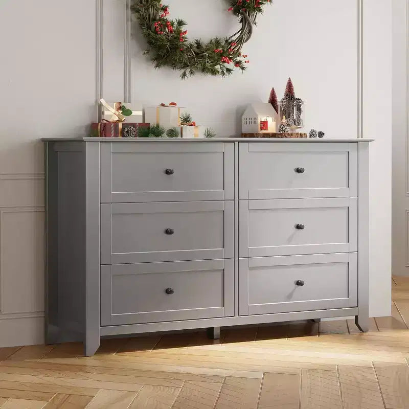 GustoWave 6 Drawer Dresser, 54 Wide Modern Storage Chest for Bedroom, Deep Drawers Organizer for Clothes, Living Room, Hallway