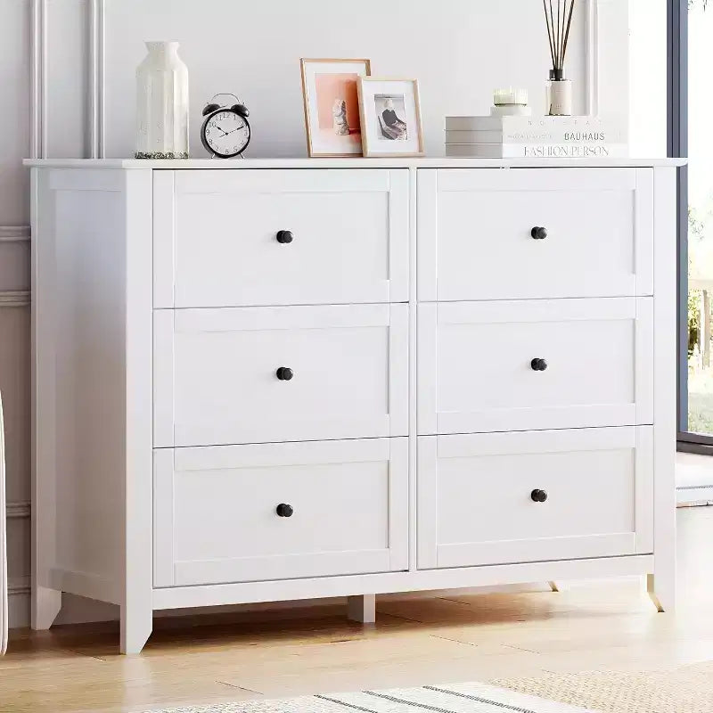GustoWave 6 Drawer Dresser, 54 Wide Modern Storage Chest for Bedroom, Deep Drawers Organizer for Clothes, Living Room, Hallway