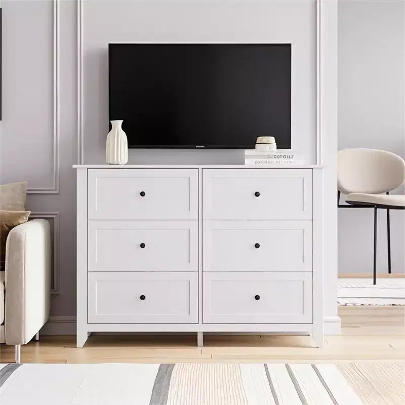 GustoWave 6 Drawer Dresser, 54 Wide Modern Storage Chest for Bedroom, Deep Drawers Organizer for Clothes, Living Room, Hallway