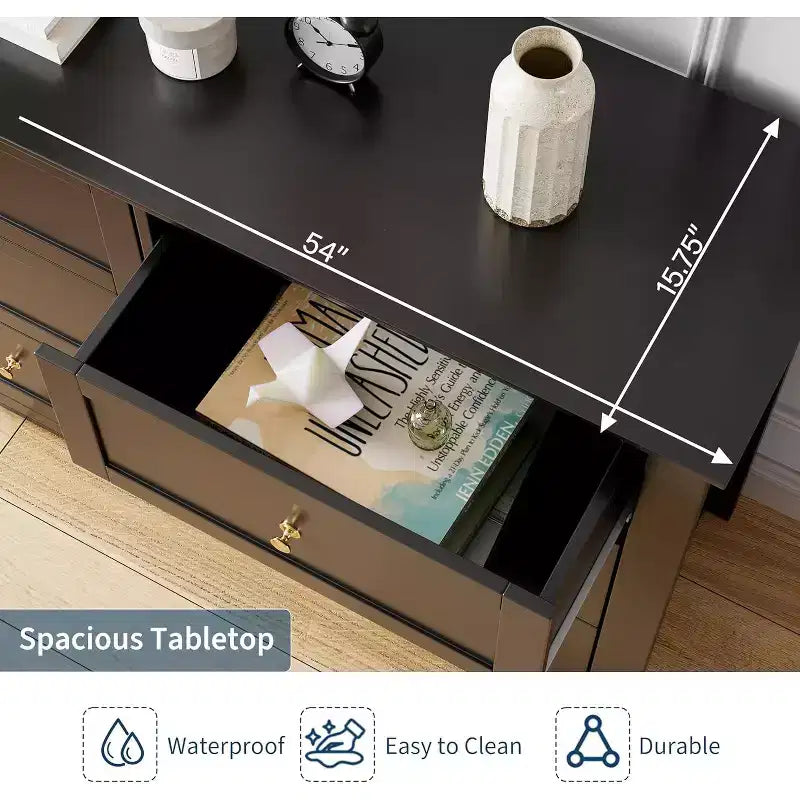GustoWave 6 Drawer Dresser, 54 Wide Modern Storage Chest for Bedroom, Deep Drawers Organizer for Clothes, Living Room, Hallway