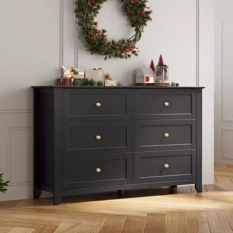 GustoWave 6 Drawer Dresser, 54 Wide Modern Storage Chest for Bedroom, Deep Drawers Organizer for Clothes, Living Room, Hallway