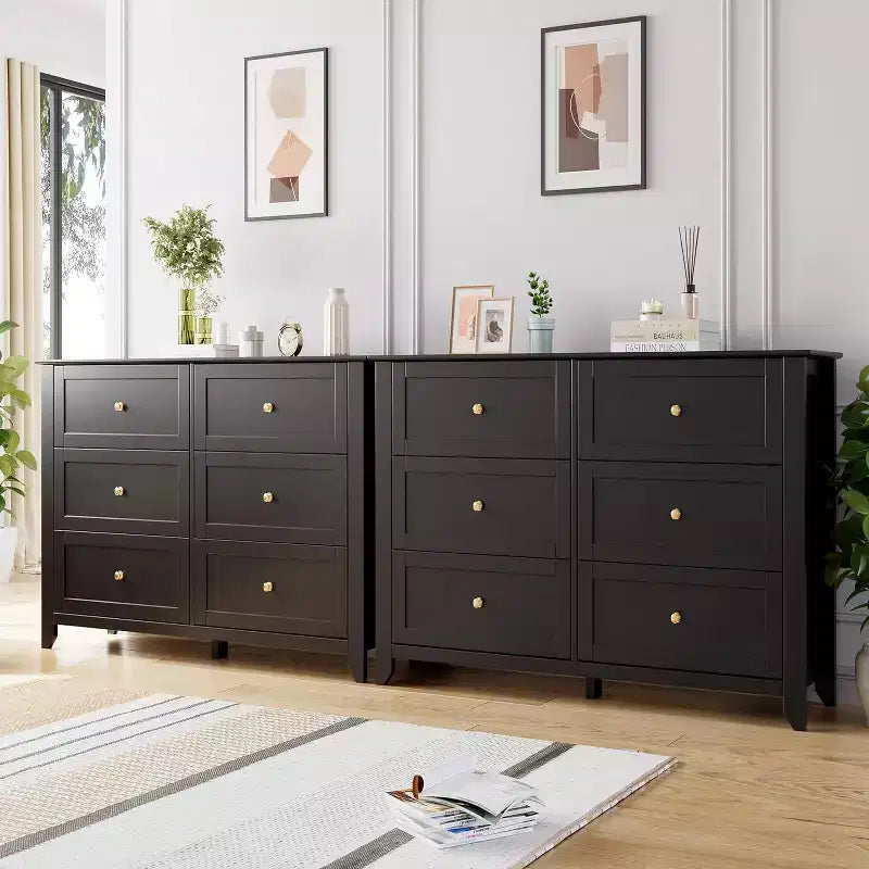 GustoWave 6 Drawer Dresser, 54 Wide Modern Storage Chest for Bedroom, Deep Drawers Organizer for Clothes, Living Room, Hallway