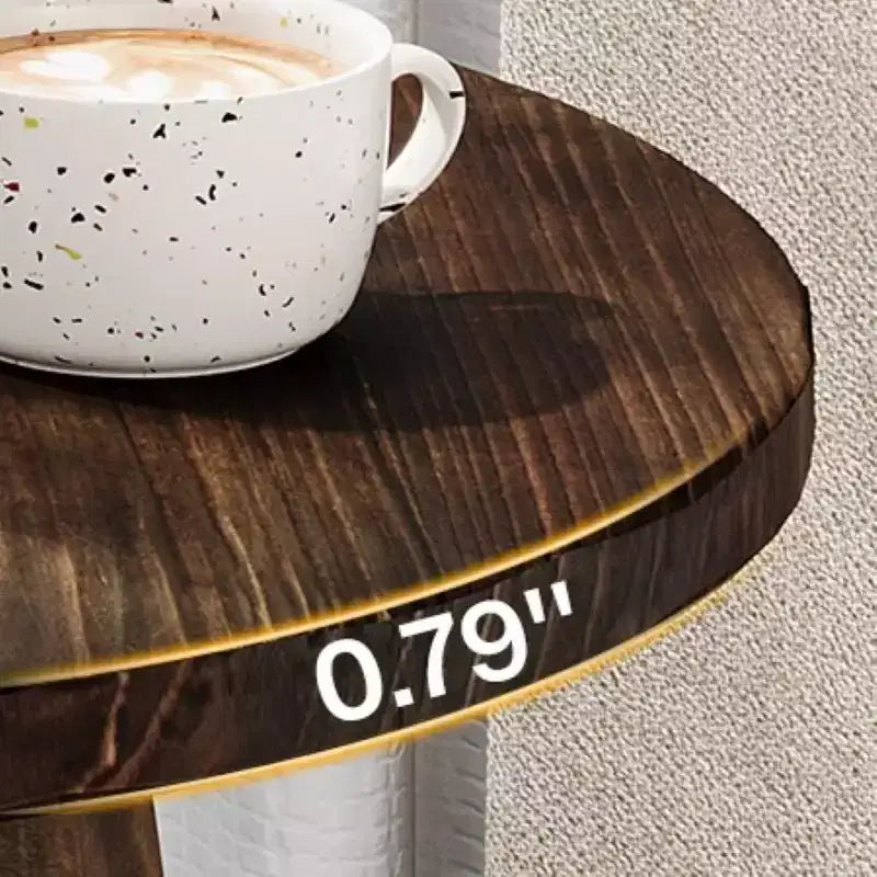 Table d'appoint ronde en bois massif Lantine avec étagère de rangement, table d'appoint de style rustique et table de chevet pour salon et chambre à coucher, marron foncé, assemblage facile